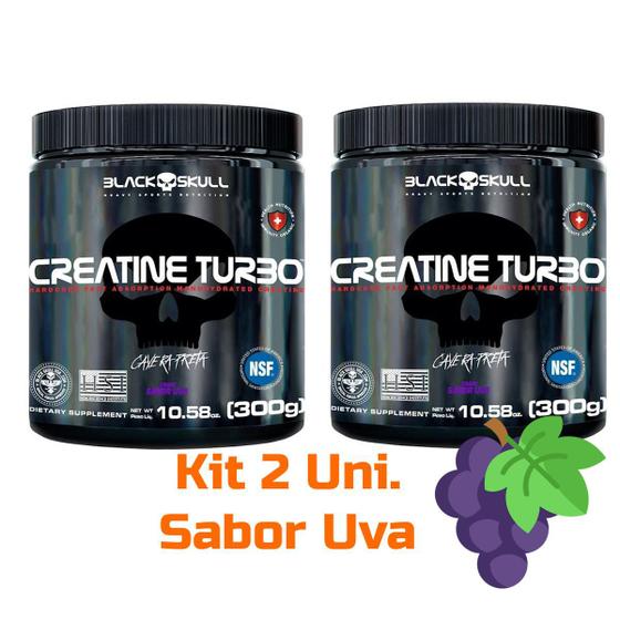 Imagem de Kit 2 Creatinas Turbo 300g Sabor Uva - Black Skull