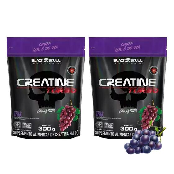 Kit 2 Creatinas Turbo 300g Sache - Black Skull Menor preço em Kit 2 Creatinas Turbo 300g Sache - Black Skull