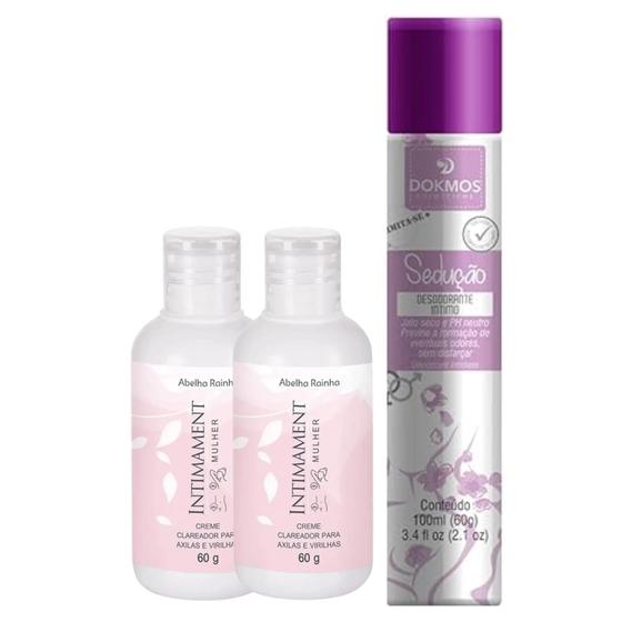Imagem de Kit 2 Creme Clareador para Axilas e Virilhas Intimament + 1 Desodorante Sedução Intimo Permita-se (roxo)