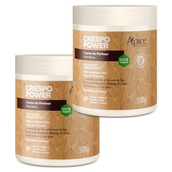 Imagem de Kit 2 Creme De Pentear Nutritivo Apse Crespo Power Vegano Profissional Uso Diario 1Kg