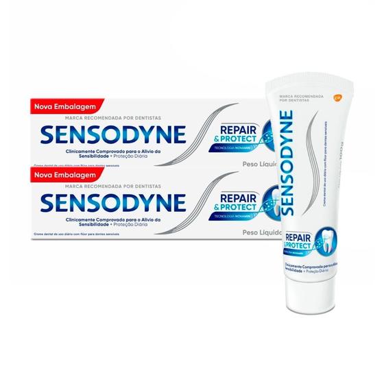 Imagem de Kit 2 Creme Dental Sensodyne Repair & Protect para Dentes Sensíveis 100g