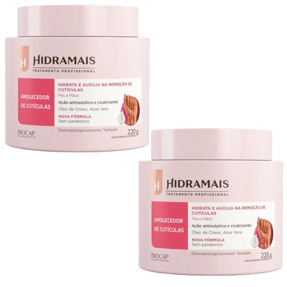 Kit 2 Creme Desodorante Amolecedor de Cutículas 220g Hidramais Imagem de Kit 2 Creme Desodorante Amolecedor de Cutículas 220g Hidramais
