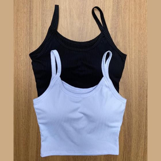 Imagem de Kit 2 Cropped Feminino com Bojo Top Alcinha