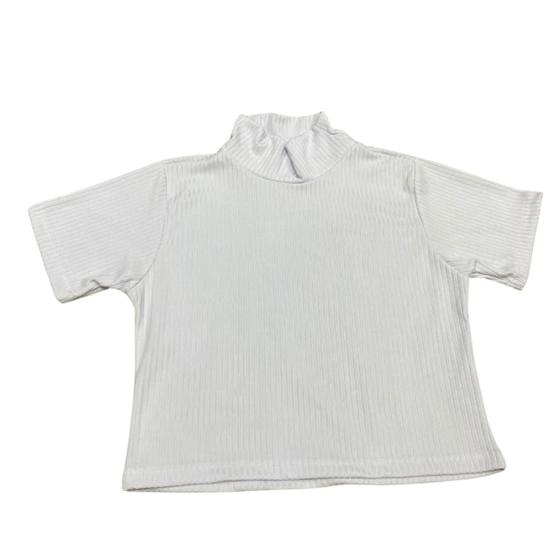 Imagem de Kit 2 Cropped Gola Alta Canelado Manga Curta Blusa Blusinha Roupa Feminina Moda Blogueira (inovastilo)
