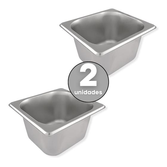 Imagem de Kit 2 Cubas Gn Inox Gastronômicas 1/6 X 100 Rechaud Buffet