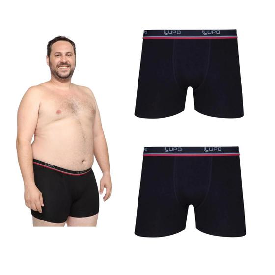 Imagem de Kit 2 Cueca Boxer Plus Size Algodão Com Elastano Tam.XXG Preto 00653 - Lupo  