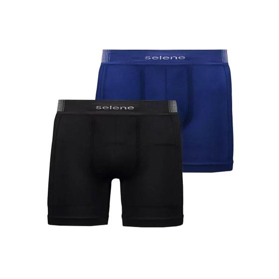 Imagem de Kit 2 Cuecas Selene Boxer Sem Costura 11190 Preto/Marinho