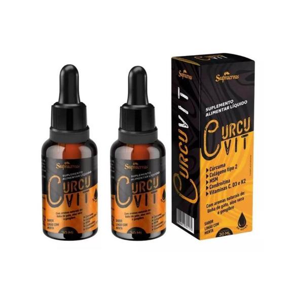 Imagem de Kit 2 CurcuVit Colágeno tipo 2 com vitaminas 30ml em gotas