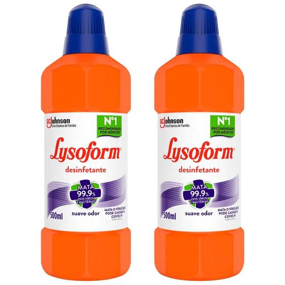 Imagem de Kit 2 Desinfetante Lysoform Uso Geral Suave Odor 500ml