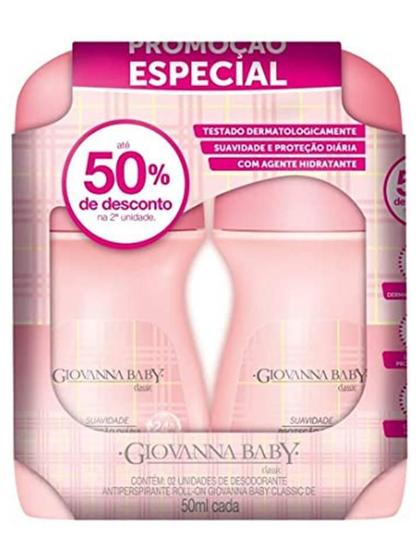 Imagem de Kit 2 Desod Roll-On Giovanna Baby Classic 50Ml