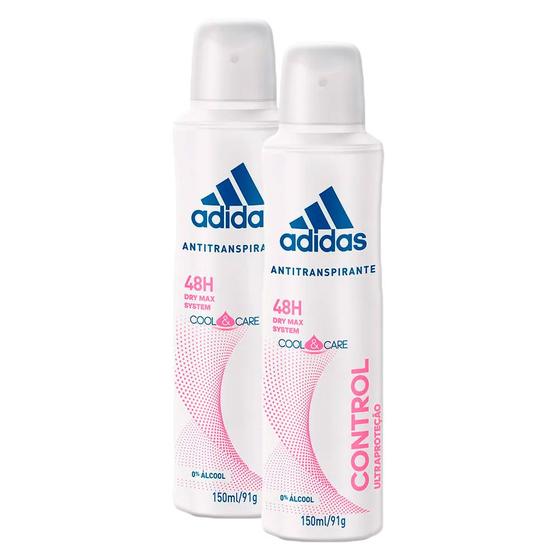 Imagem de Kit 2 Desodorante Adidas Control Ultra Proteção Aerosol Antitranspirante 48h 150ml