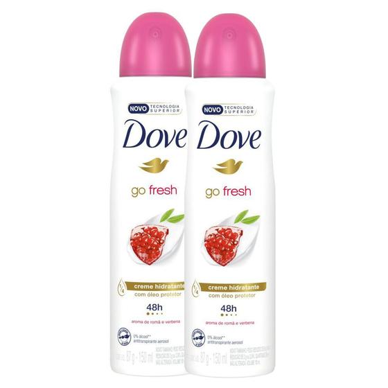 Imagem de Kit 2 Desodorante Antitranspirante Aerosol Dove Go Fresh Romã e Verbena 150ml
