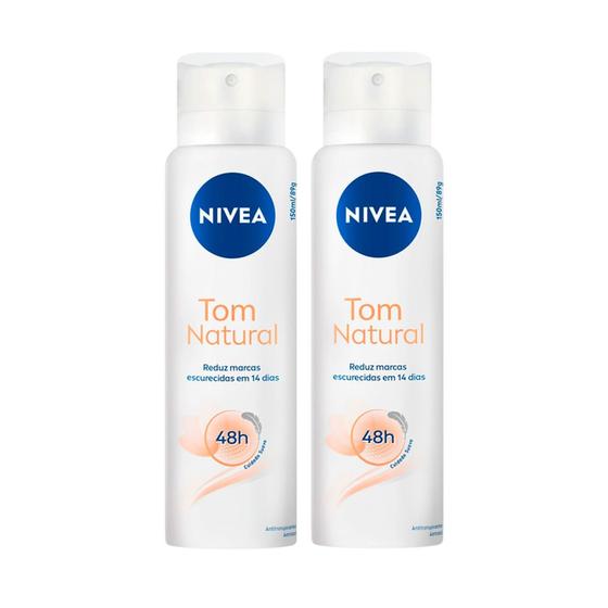 Imagem de Kit 2 Desodorante Antitranspirante Aerosol Nivea Tom Natural 150ml