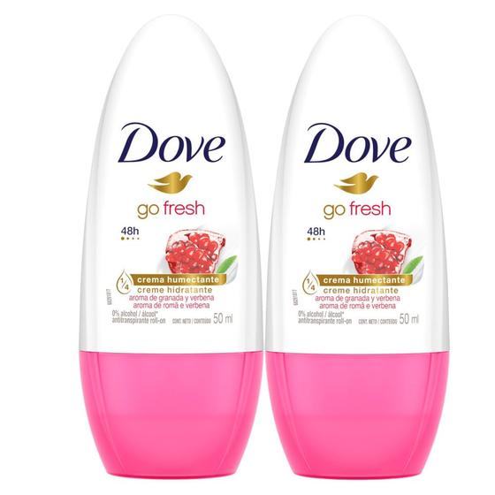 Imagem de Kit 2 Desodorante Dove Go Fresh Romã e Verbena Roll-on Antitranspirante 50ml