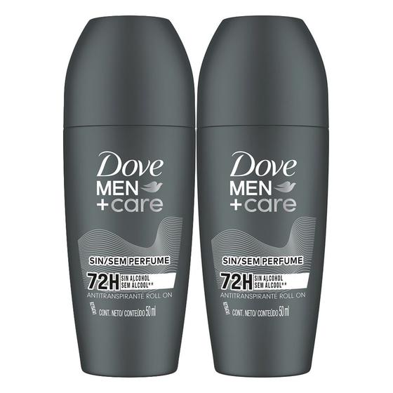 Imagem de Kit 2 Desodorante Dove Men + Care Sem Perfume Roll-on Antitranspirante 72h com 50ml