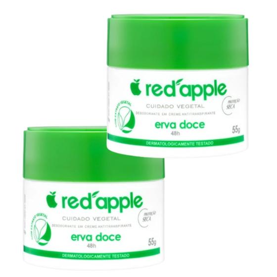 Imagem de Kit 2 Desodorante Em Creme Erva Doce 55G - Red Apple