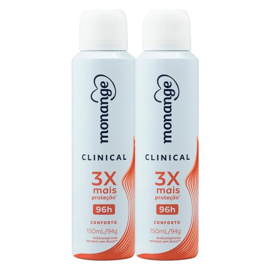 Imagem de Kit 2 Desodorante Monange Clinical Conforto Aerosol Antitranspirante 96h 150ml