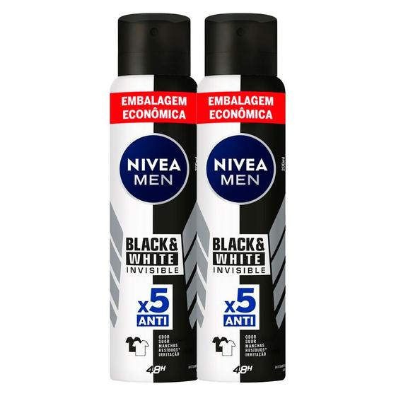 Imagem de Kit 2 Desodorante Nivea Men Invisible Black & White Aerosol Antitranspirante 200ml