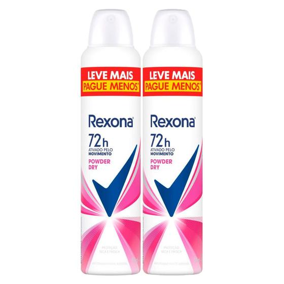 Imagem de Kit 2 Desodorante Rexona Aerossol Powder 250ml Leve Mais por Menos