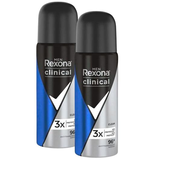 Imagem de Kit 2 Desodorante Rexona Men Clinical Clean Aerosol Antitranspirante 96h 55ml