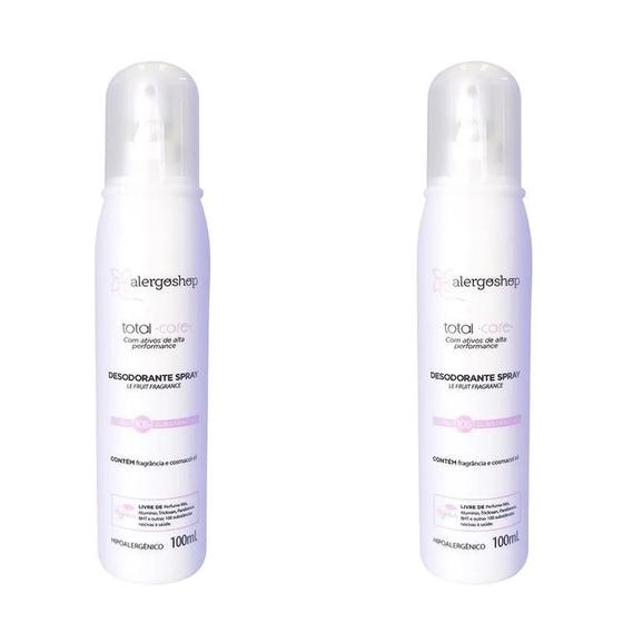 KIT 2 Desodorantes Spray Le Fruit Hipoalergênico Total Care Alergoshop 80ml Menor preço em KIT 2 Desodorantes Spray Le Fruit Hipoalergênico Total Care Alergoshop 80ml