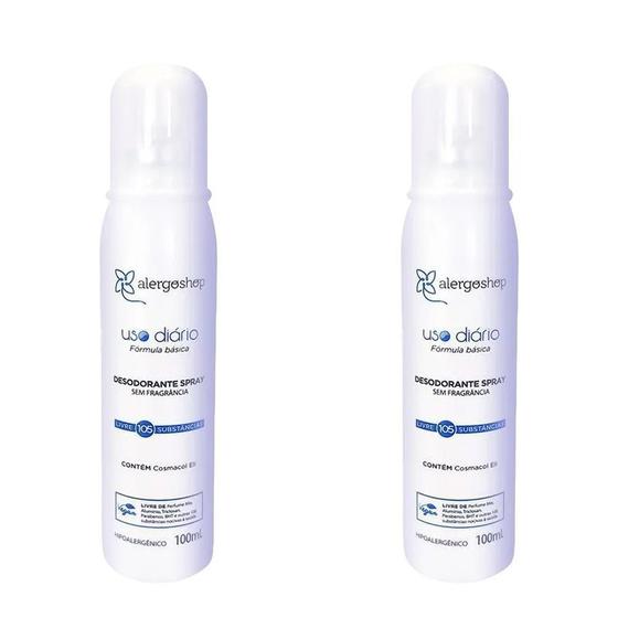 KIT 2 Desodorantes Spray Sem Fragrância Hipoalergênico Alergoshop 100ml Menor preço em KIT 2 Desodorantes Spray Sem Fragrância Hipoalergênico Alergoshop 100ml