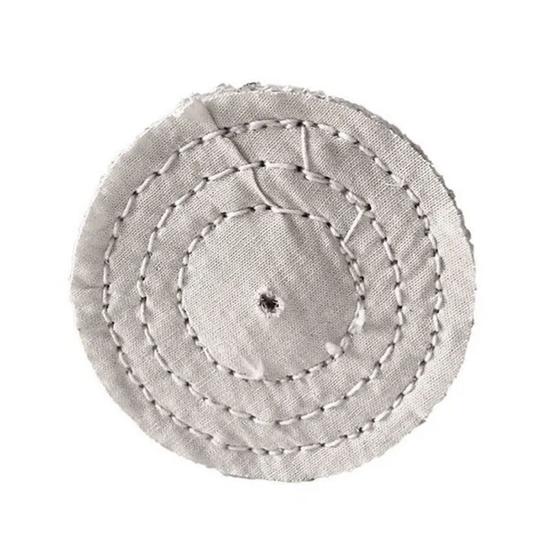 Imagem de Kit 2 Discos de Polimento Costurado Algodão Branco 4" - Poli-max