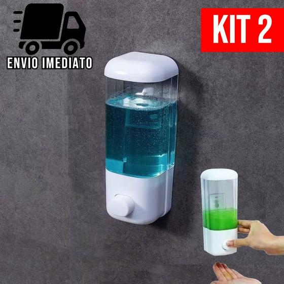 Imagem de Kit 2 Dispenser Detergente Sabonete Líquido Álcool Gel de Parede Automático