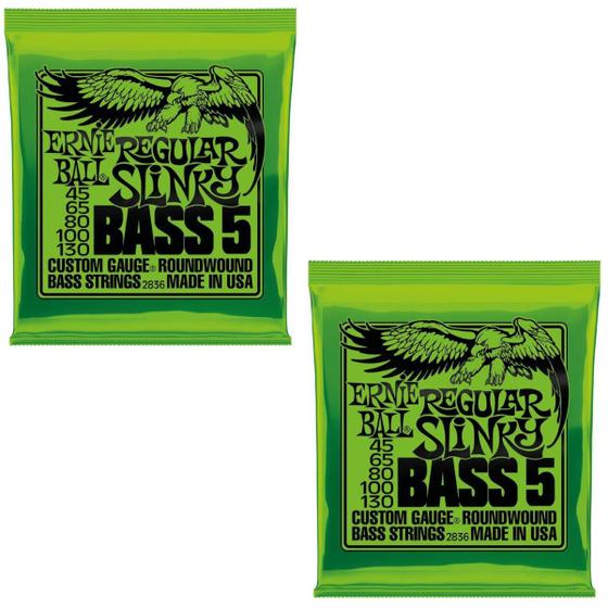 Imagem de Kit 2 Encordoamento Baixo 045 Ernie Ball Regular Slinky Níquel