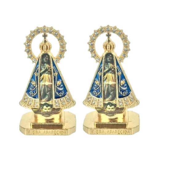 Imagem de Kit 2 Enfeites Nossa Senhora Aparecida com resplendor útil