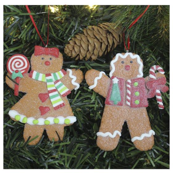 Imagem de Kit 2 Enfeites Pendente Para Árvore De Natal Biscoito Ginger 11cm