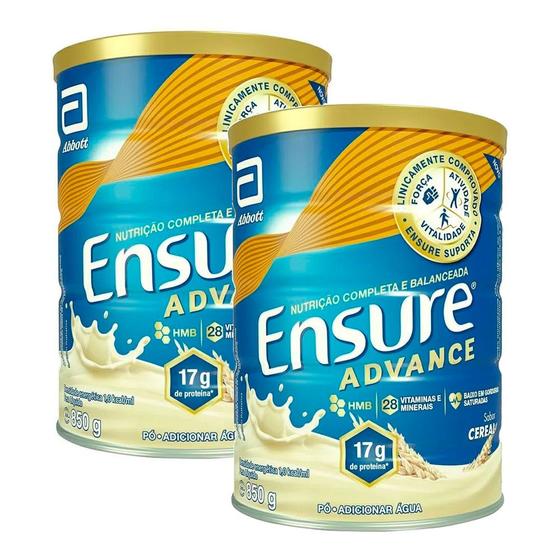 Kit 2 Ensure Advance Cereal 850g Complemento Alimentar Adulto