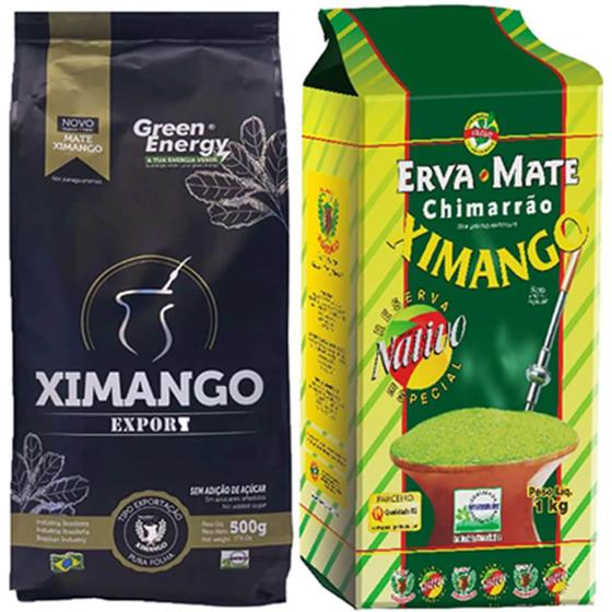 Imagem de Kit 2 Erva-Mate Ximango Pura Folha 500g e Nativa Reserva Especial 1kg para Chimarrão
