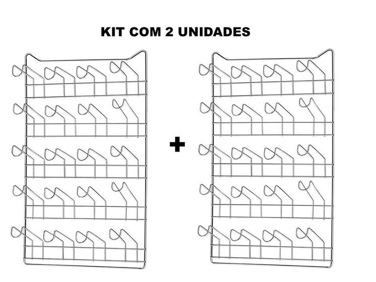 Imagem de Kit 2 Escorredor Copos 20 Lugares Parede Pia Bar Restaurante