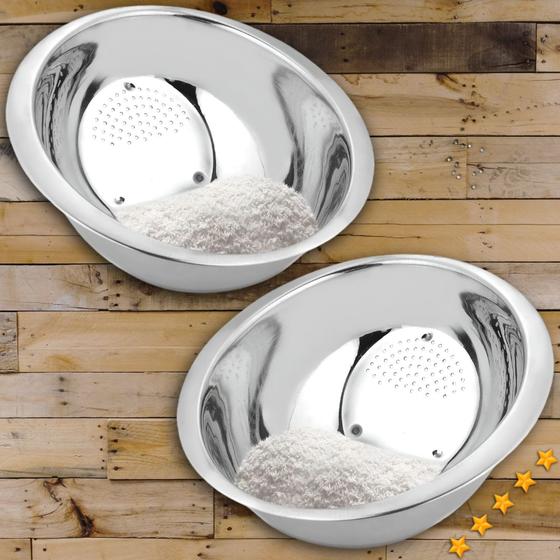 Imagem de Kit 2 Escorredor de Arroz Lavador de Macarrão 26cm Aço Inox