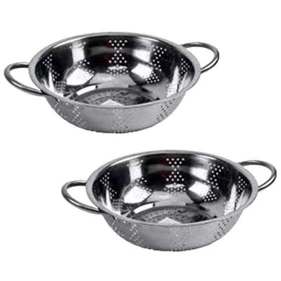 Imagem de Kit 2 Escorredor Inox Arroz Macarrão Peneira de Cozinha 25cm