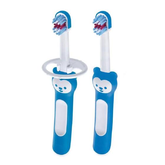 Imagem de Kit 2 Escovas de Dente Para Bebê Baby's Brush 6m+ Azul - MAM