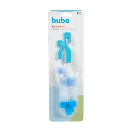 Imagem de Kit 2 Escovas De Limpeza Para Mamadeira E Bico Azul - BUBA