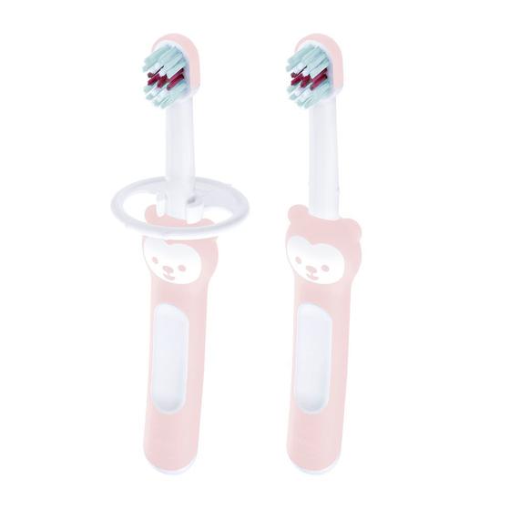 Imagem de Kit 2 Escovas Dental Bebê Mam Baby's Brush 6+ Meses Rosa