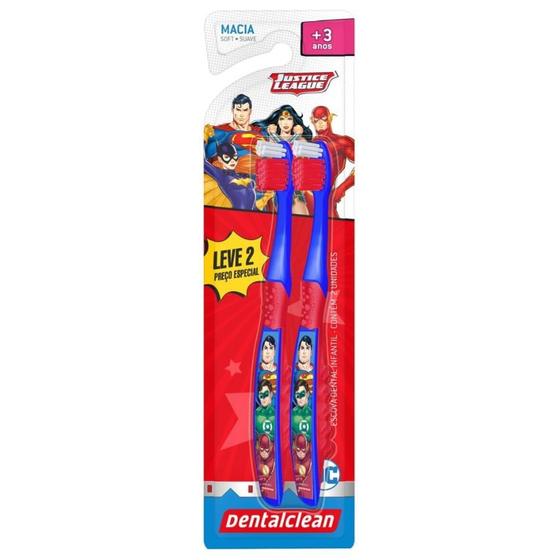 Imagem de Kit 2 Escovas Dental Infantil Herois Azul / Vermelho - Dentalclean