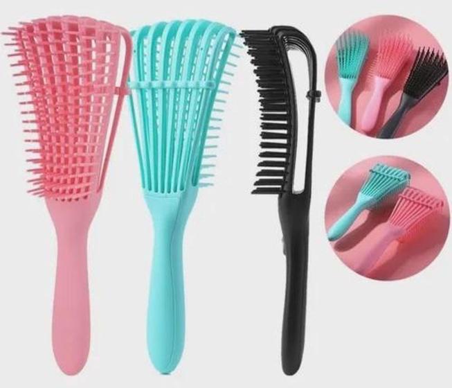 Imagem de Kit 2 Escovas polvo multifuncional modeladora resistente para desembaraçar o cabelo