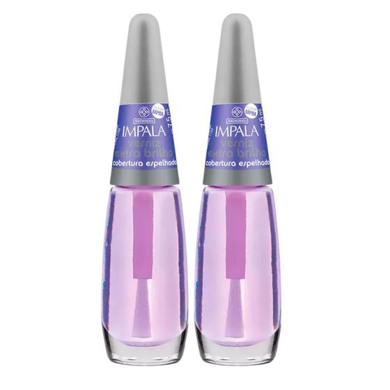 Imagem de Kit 2 Esmalte Impala Verniz Extra Brilho Secagem Rápida com 7,5ml