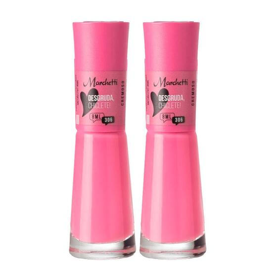 Imagem de Kit 2 Esmalte Marchetti Cremoso Cor Desgruda, Chiclete 306 com 8ml