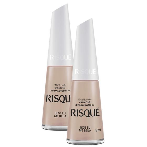 Imagem de Kit 2 Esmalte Risqué Cor Bege eu Me Beija com 8ml