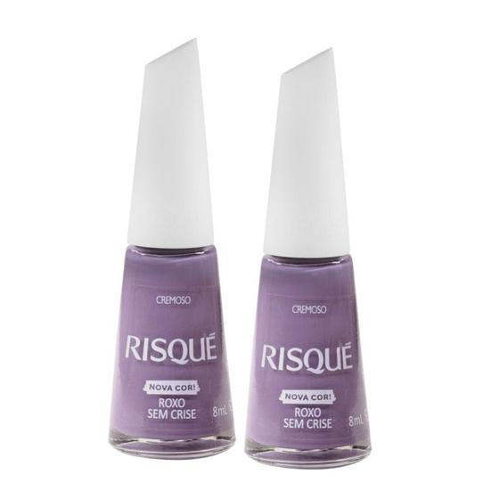 Imagem de Kit 2 Esmalte Risqué Cremoso Nova Cor Roxo Sem Crise 8ml