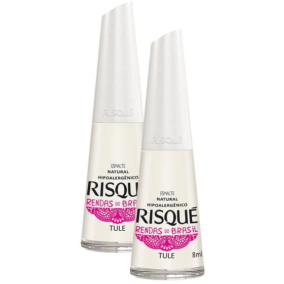 Imagem de Kit 2 Esmalte Risqué Rendas do Brasil Cor Tule Hipoalergênico com 8ml