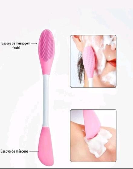 Imagem de Kit 2 espátula + escova para lavagem do rosto e aplicação de máscaras faciais