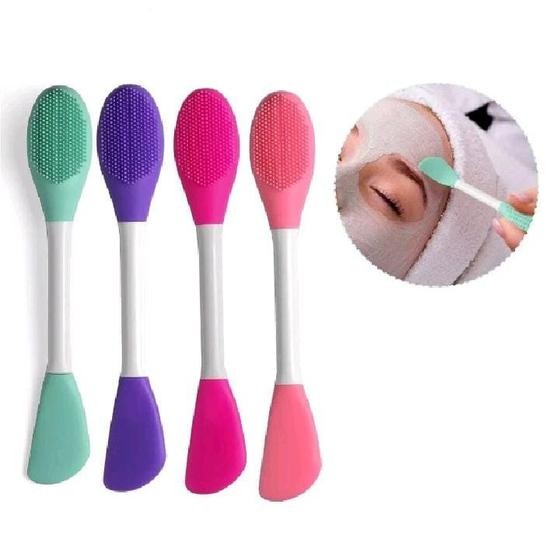 Imagem de Kit 2 Espátula + escova para lavagem do rosto e aplicação de máscaras faciais reutilizável