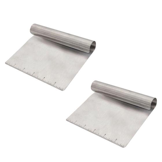 Imagem de Kit 2 Espátulas Para Massa Inox Raspadora Confeiteiro Padeiro 17cm