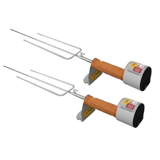 Imagem de Kit 2 Espetos Portátil Giratório Elétrico Aço 62cm Churrasco